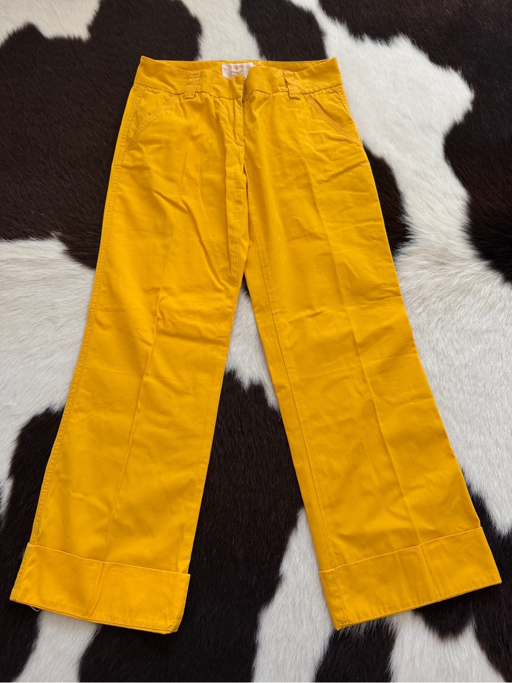 J.Crew Classic Twill Chino Pants Size 0 Mustard Yellow Cuffed Hem - Picture 2 of 10